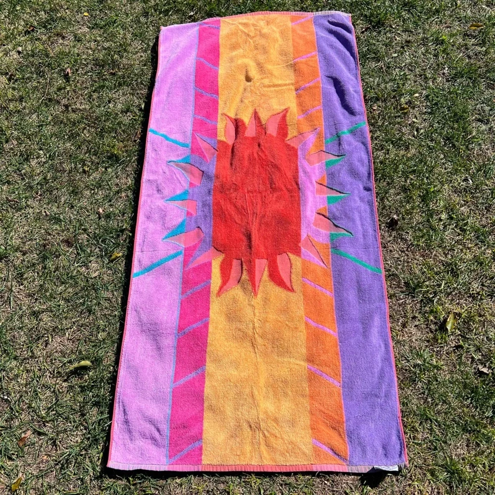 VTG Royal Terry Blazing Sun Rainbow Stripe Beach Towel 100% Cotton 26x56 Thin